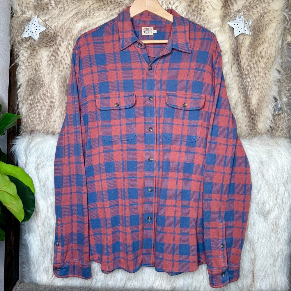 Faherty Blue and Red Plaid Men's Shirt